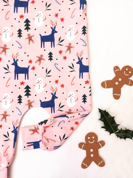 Christmas Gingerbread Pink Sleepsuit, SALE