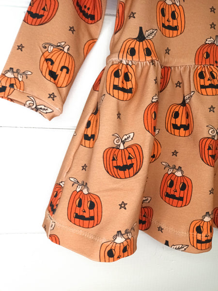 Halloween Pumpkin Twirl Dress, Long sleeve