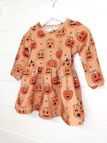 Halloween Pumpkin Twirl Dress, Long sleeve