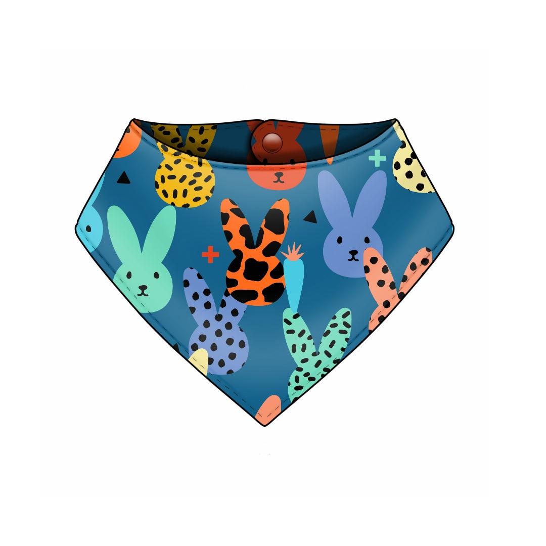 Easter Bunny Blue Dribble Bib - Bamboo Lined