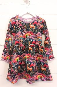 Enchanted Deer Twirl Dress, Long sleeve