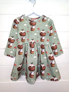 Christmas Pudding Balloon Twirl Dress, Long sleeve