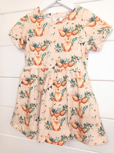 Fawn Bloom Twirl Dress, Cap Sleeve