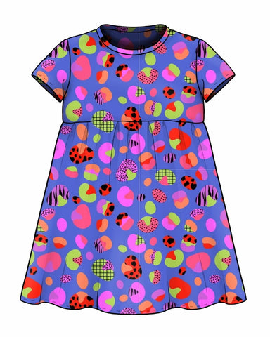 Abstract Animal Twirl Dress, Cap Sleeve