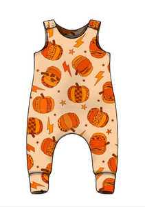 Halloween Pumpkin Bolt Romper PRE ORDER