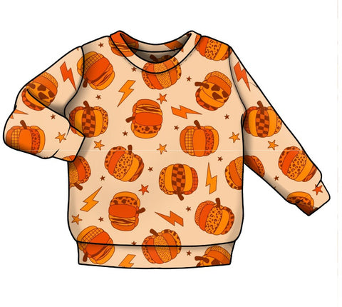 Halloween Pumpkin Bolt Long Sleeve Top PRE ORDER