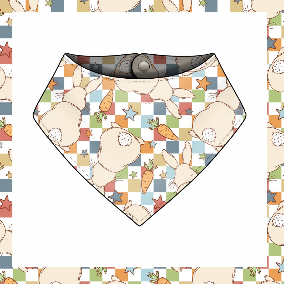 Easter Bunny Check Dribble Bib - Bamboo Lined