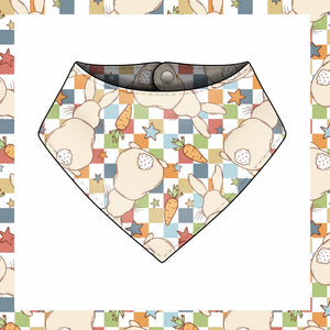 Easter Bunny Check Dribble Bib - Bamboo Lined