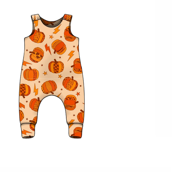 Halloween Pumpkin Bolt Romper PRE ORDER