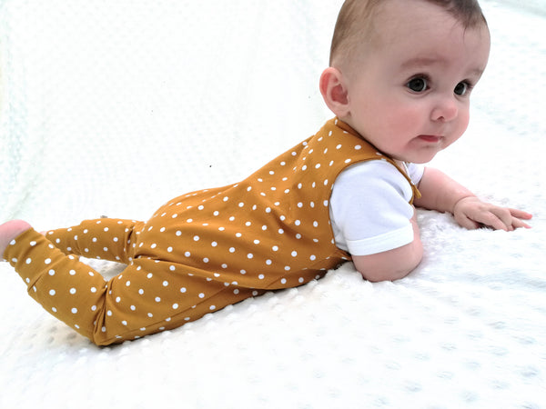 Freckles and Daisies Mustard Spot Print Romper