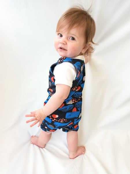 Freckles and Daisies Midnight Whale Shortie Romper