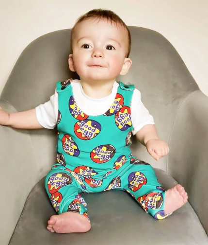 Freckles and Daisies, Good Egg  Romper, baby outfit with Good Egg Eggs on. Perfect fitting around nappies. Super comfy and vibrant colors.
