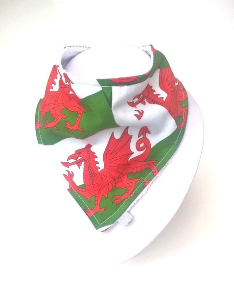 Freckles and Daisies Wales dragon Print Dribble Bib, Eisteddfod, six nations rugby
