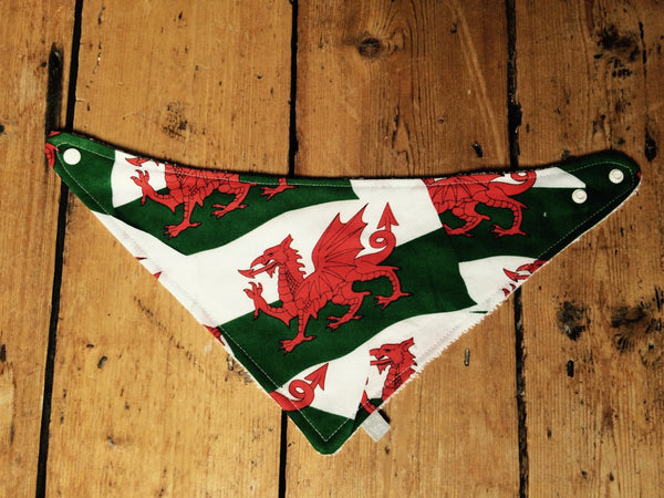 Freckles and Daisies Wales dragon Print Dribble Bib, Eisteddfod, six nations rugby